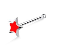 Red Star Silver Bone Nose Stud NSKD-793